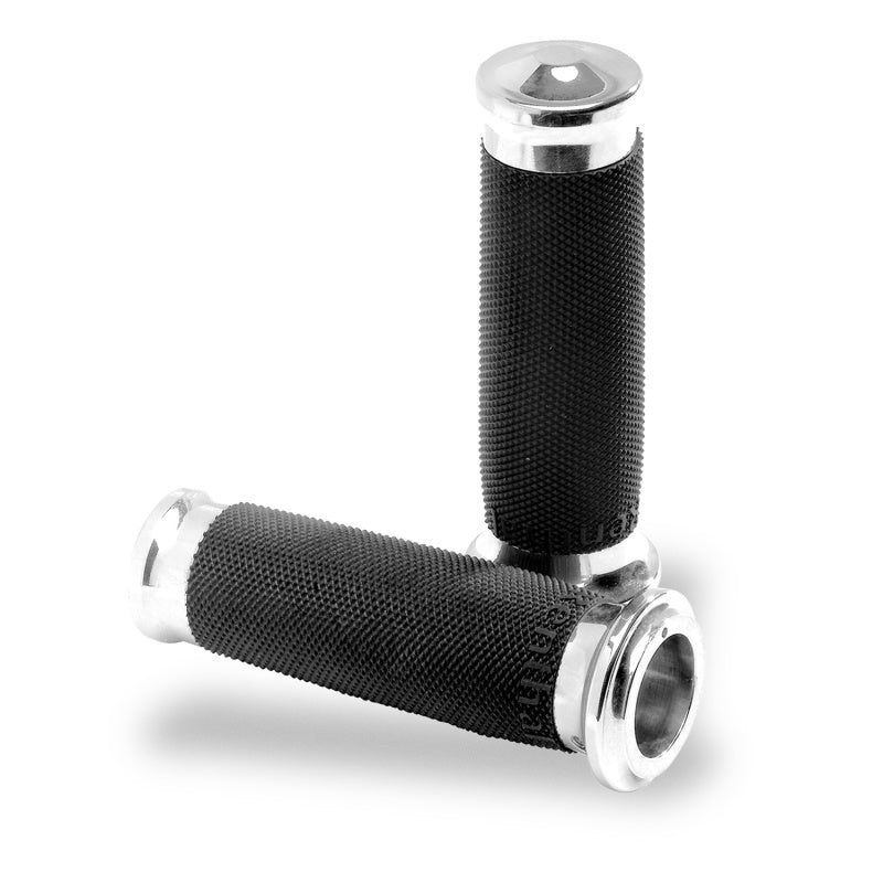 Performance Machine Contour Renthal Wrapped Grips - Chrome - 0063-2007-CH