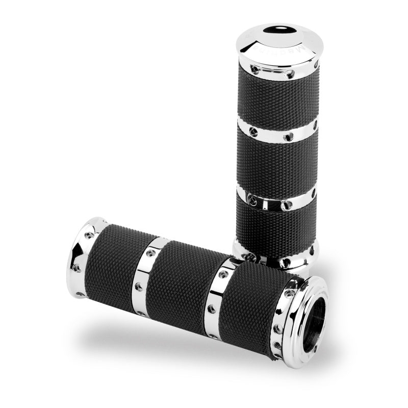 Performance Machine Handle Grip Set- XL Rubber 2K8 - Chrome - 0063-2018-CH