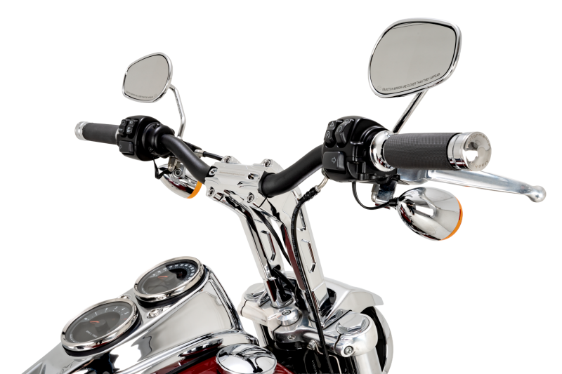 Performance Machine Phatbar H-Bar Assy, 9in Riser, 1-1/4in Bar, Int Wire, Gauge Mount - Chrome - 0208-2195M-CH