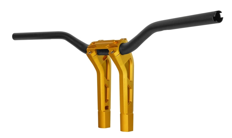 Performance Machine Phatbar H-Bar Assy, 9in Riser, 1-1/4in Bar, Int Wire, Gauge Mount - Gold Ops - 0208-2195M-SMG