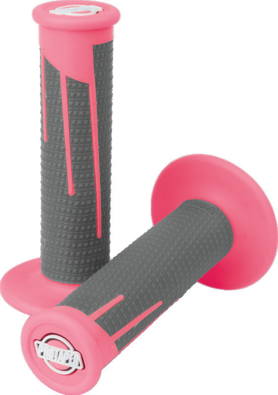 ProTaper Full Diamond Clamp-On Grips - Neon Pink/Dark Gray - 021684