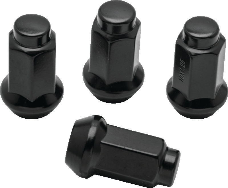 QuadBoss Lug Nuts 10x1.25 - 14mm-Od - Black - Box of 4 - 608930