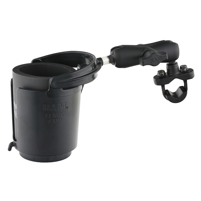 RAM MOUNTS Handlebar Rail Mount with U-Bolt Base, Level Cup™ Drink Holder and Koozie - 0636-0129
