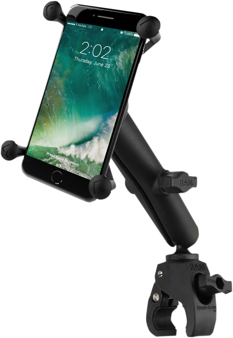 RAM MOUNTS Small Tough-Claw™ Base with Long Double-Socket Arm and Universal Ram® X-Grip® Cradle - 0636-0130
