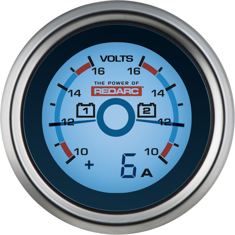 REDARC Dual Battery Voltage Gauge w/Optional Current Display - 52mm - G52-VVA