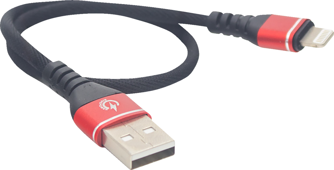 RIDEPOWER 12" Male USB to Male Lightning Phone Charging Cable - Male USB to Male Lightning Cable / Phone / Charger / 12" / Black/Gray 3807-0714