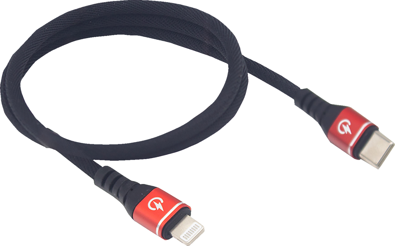RIDEPOWER 24" Male USB-C to Male Lightning Phone 3.0 Fast Charging Cable - Male USB-C to Male Lightning Cable / Phone / Charger / 24" / Black 3807-0710
