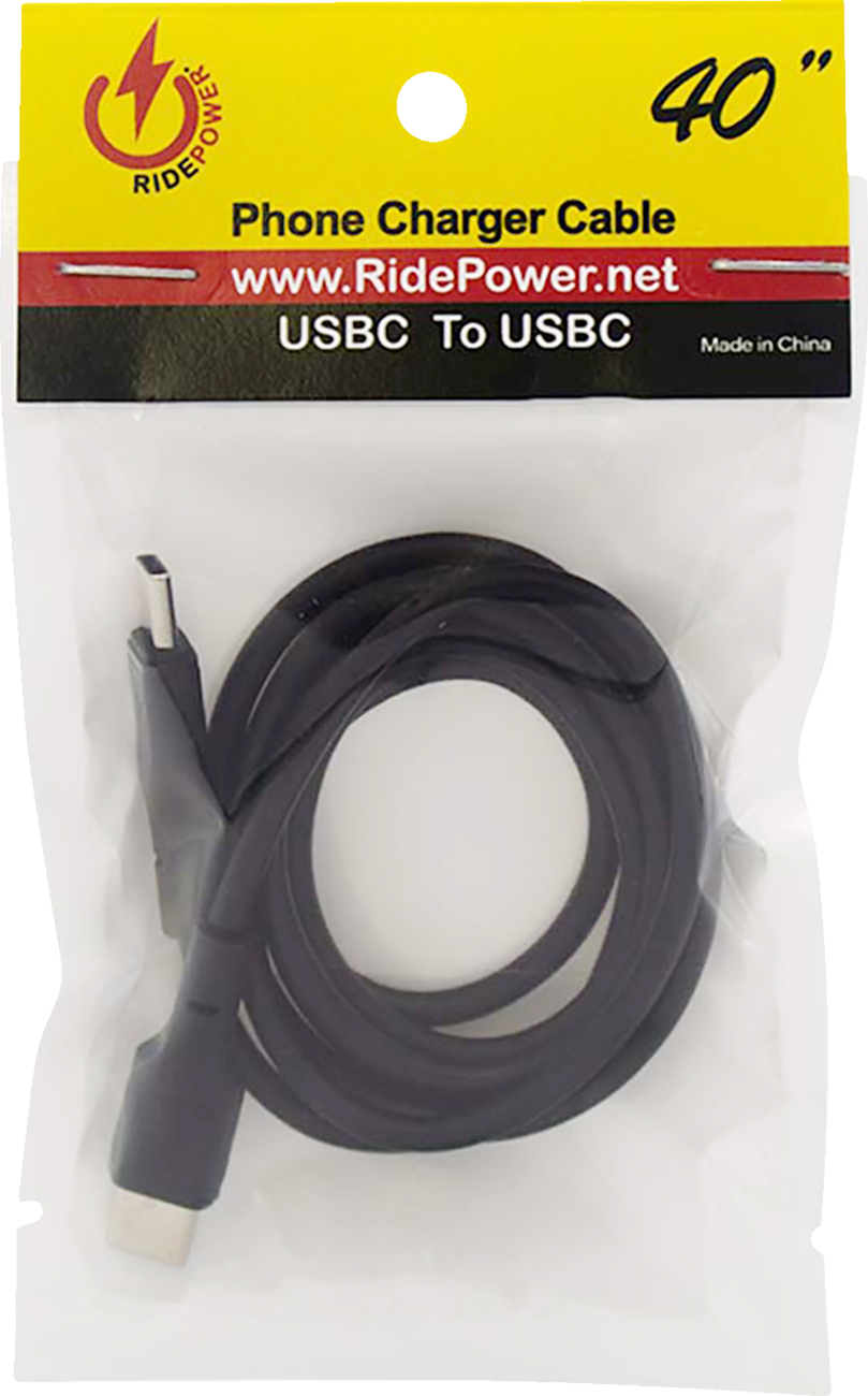 RIDEPOWER 40" Male USB-C to Male USB-C Phone Charging Cable - Male USB-C to Male USB-C Cable / Phone / Charger / 40" / Black 3807-0713