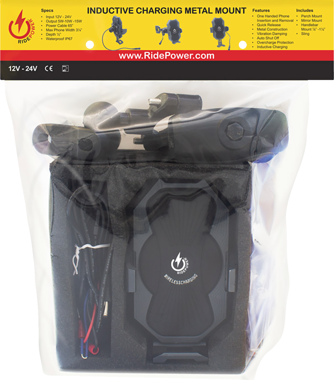 RIDEPOWER Metal Inductive Phone Mount Quick Disconnect 63" Power Cable - Power Cable / Inductive Phone Mount / Quick Disconnect / 63" 3807-0718