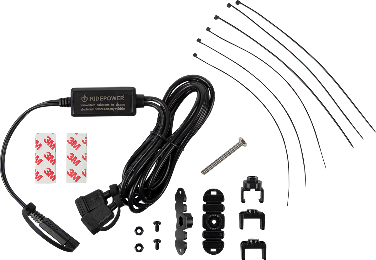 RIDEPOWER SAE to Two USB Port with Intelligent Electronics Charging Cable - SAE to Two USB Port Cable / Dual Port Charging / Split Cable / 65" 3807-0655