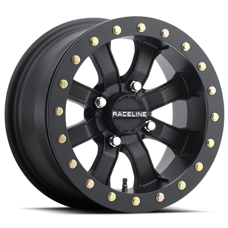 Raceline A71B Mamba 14x10in / 4x156 BP / 5+5 0mm Offset / 132.5mm Bore - Satin Black Beadlock Wheel - A71B-41056-55