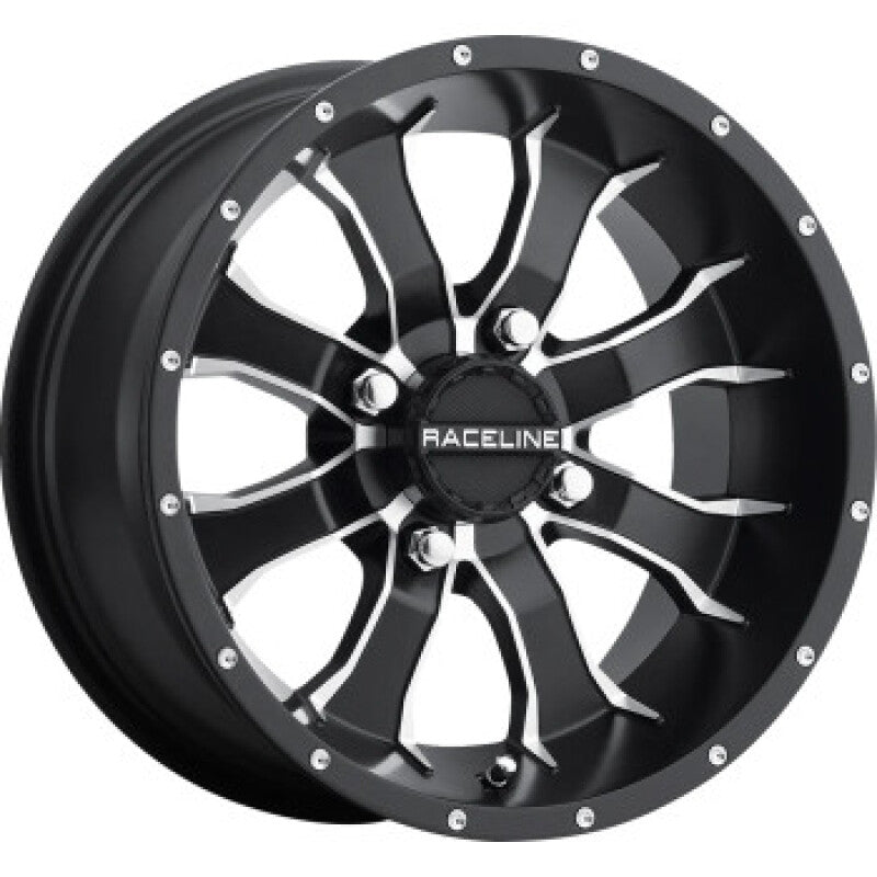Raceline A77 Mamba 12x7in / 4x136.5 BP / -47mm Offset / 110.2mm Bore - Black & Machined Wheel - A7727037-T-25