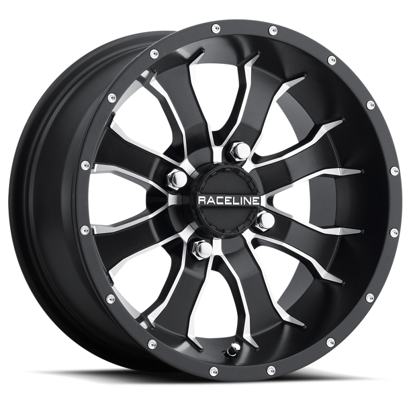 Raceline A77 Mamba 12x7in / 4x137 BP / 10mm Offset / 110.18mm Bore - Black & Machined Wheel - A7727037-T-52