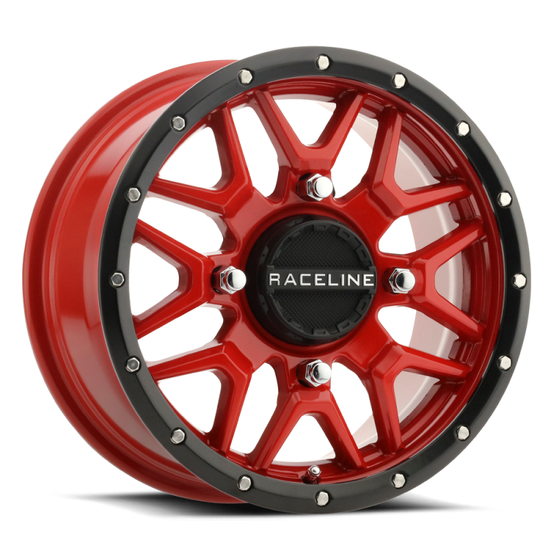 Raceline A94R Krank 14x7in / 4x137 BP / 38mm Offset / 110.18mm Bore - Red & Black Lip Wheel - A94R-47037+38