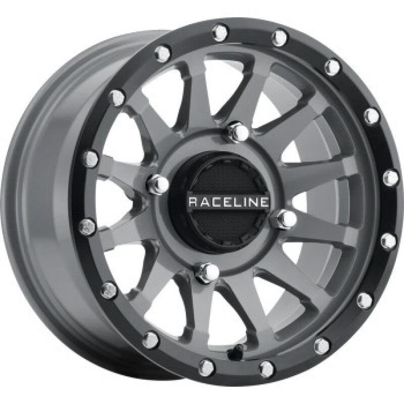 Raceline A95SG Trophy 14x7in / 4x137 BP / 38mm Offset / 110.18mm Bore - Grey & Black Lip Wheel - A95SG-47037+38