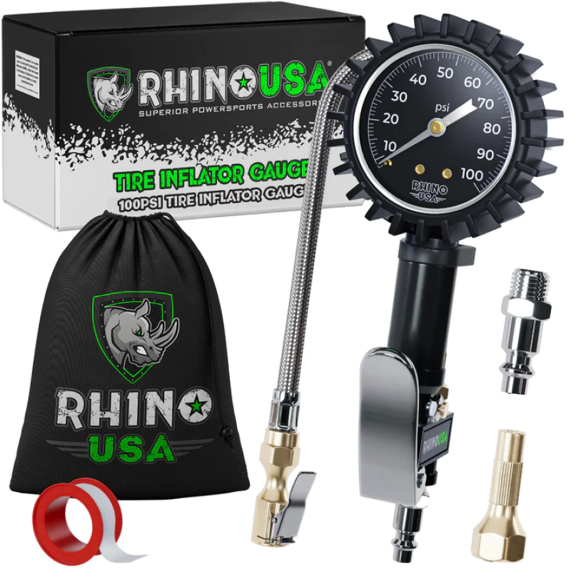 Rhino USA 100 Psi Analog Tire Inflator Gauge - RGAUGE-0100