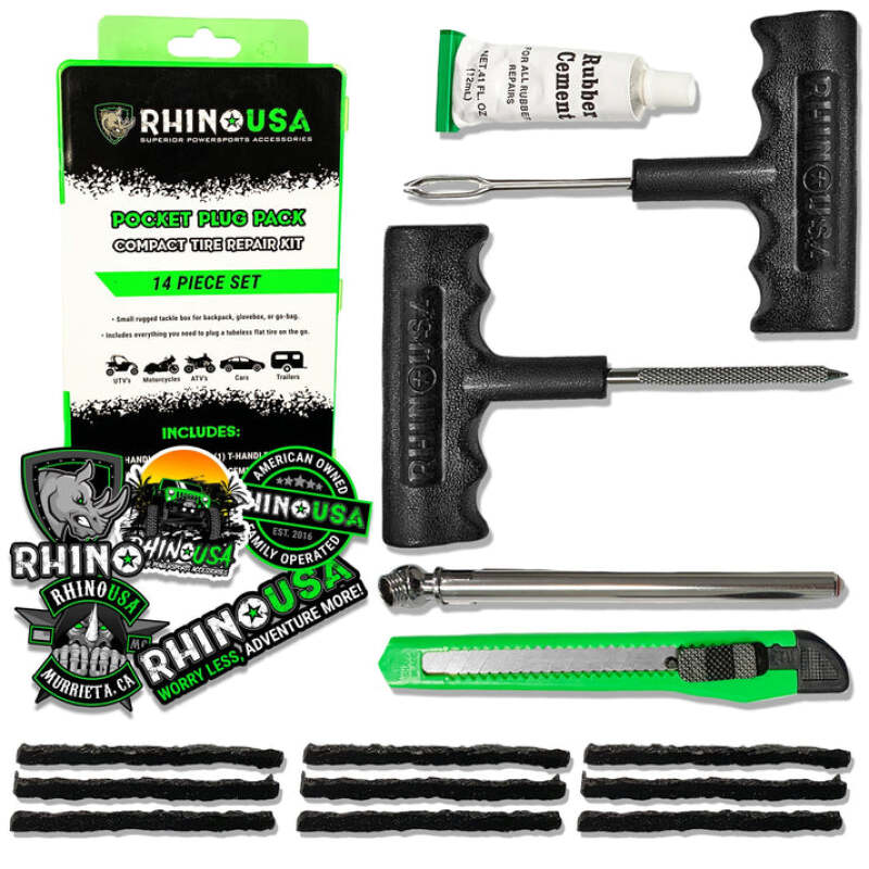 Rhino USA 14-Piece Compact Tire Repair Plug Kit - RNO-PLUG-PACK