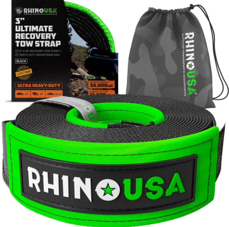 Rhino USA 2 X 20 Ultimate Recovery Tow Strap - RG-TS2X20-BLU