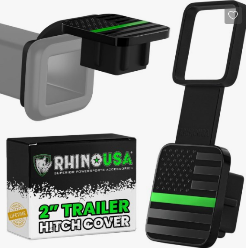 Rhino USA 2In American Flag Hitch Cover - Black & Green - TO-HTCVRUSA-GRN