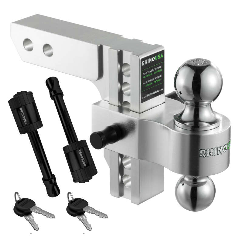Rhino USA 6In Heavy Duty Drop Hitch - 2In (Silver) - RG-HTDROP2-SVR