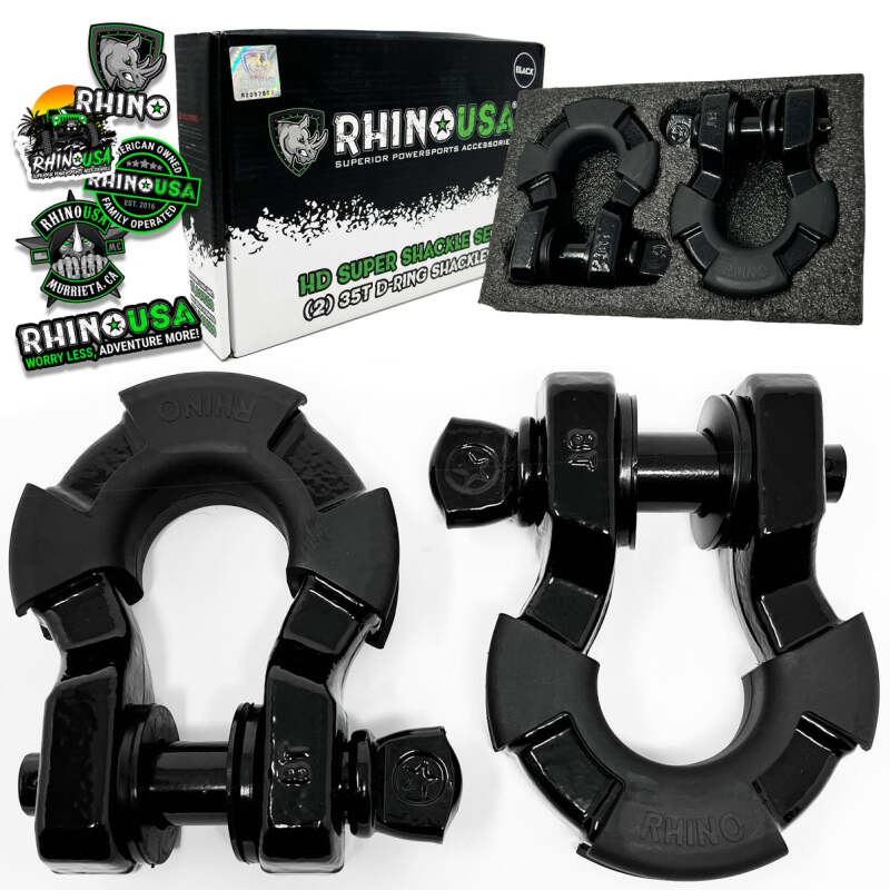 Rhino USA 8T Super Shackle 2-Pack (Black) - SUPERSHACK-BLK