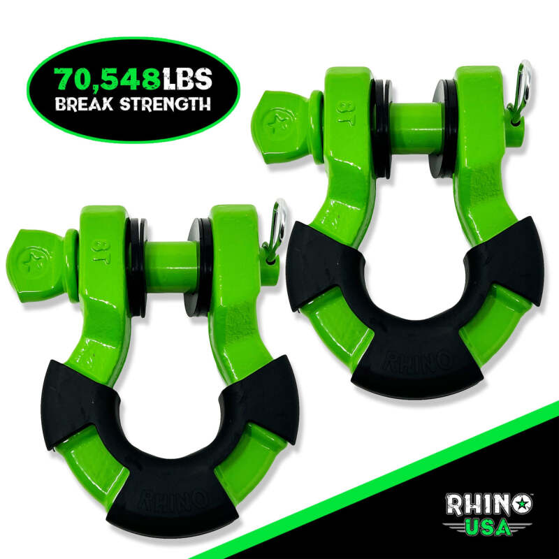 Rhino USA 8T Super Shackle 2-Pack (Green) - SUPERSHACK-GRN