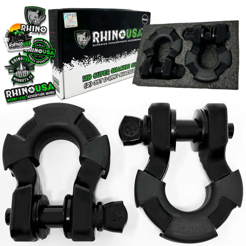 Rhino USA 8T Super Shackle 2-Pack (Matte Black) - SUPERSHACK-MATTE