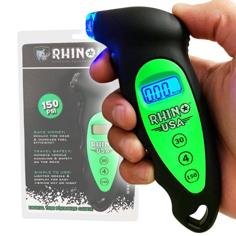 Rhino USA Digital Tire Pressure Gauge 150 Psi (Green) - RGAUGE-DIGITAL