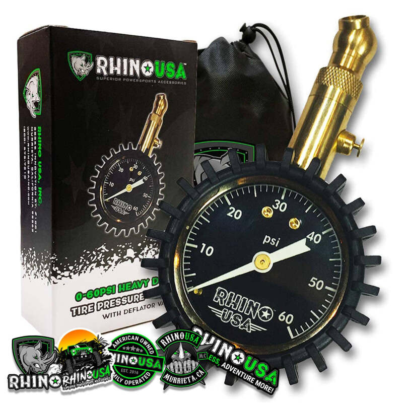 Rhino USA Heavy Duty 60 Psi Tire Pressure Gauge - RGAUG-060