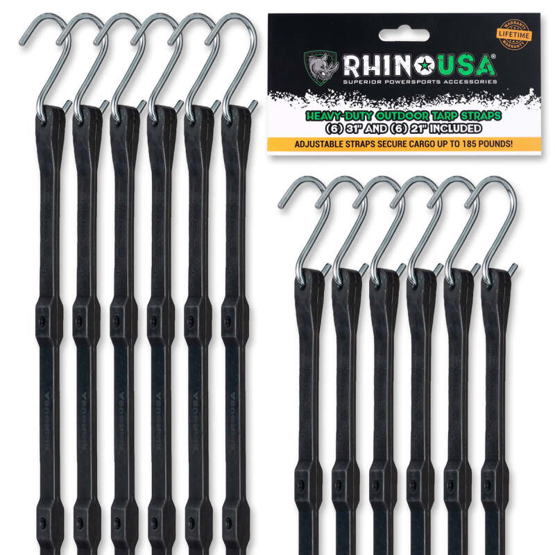 Rhino USA Heavy Duty Bungee - Set Of 12 - TD-BGHD12-BLK