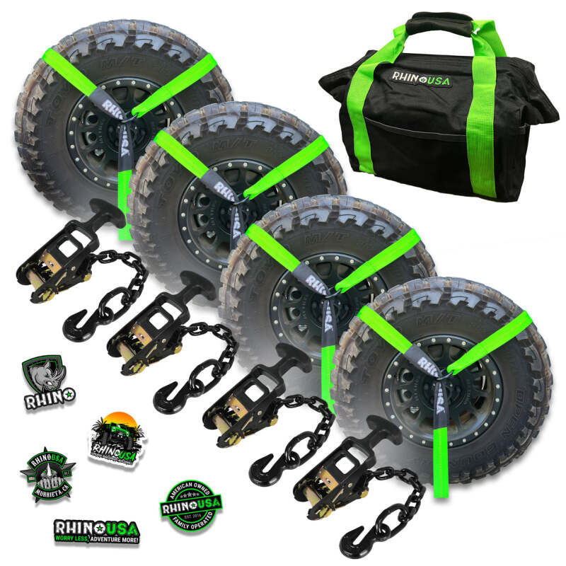 Rhino USA Lasso Straps; Basket Straps - Green - LASSO-STRAPS-GRN