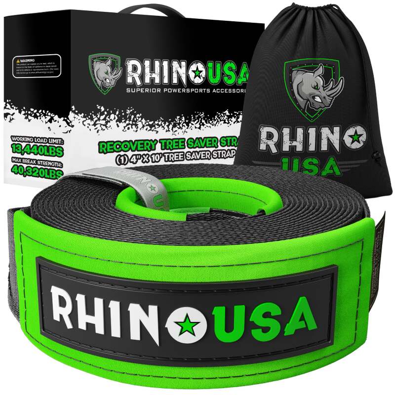 Rhino USA Recovery Tree Saver Strap 4Inx10Ft (Black) - TOWSTRAP-410