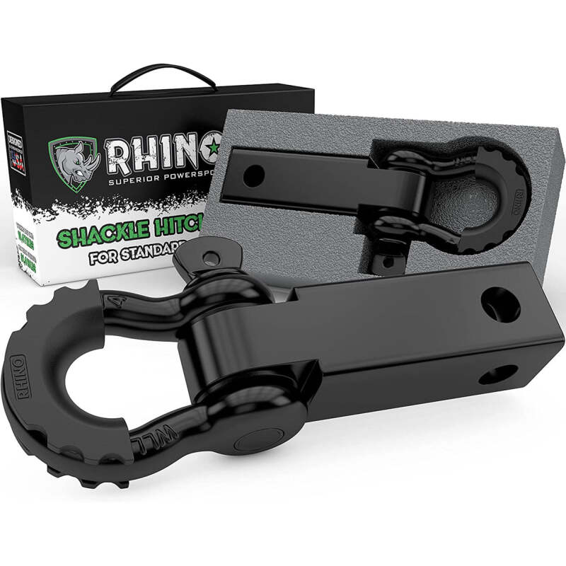 Rhino USA Shackle Hitch Receiver W/ D-Ring (Black) - RSHCK-HTCH