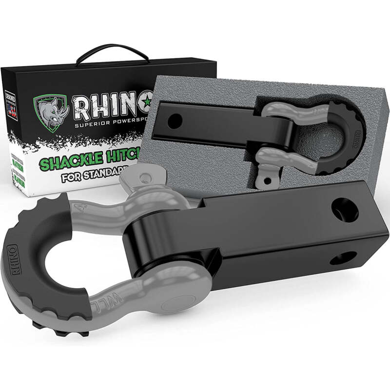 Rhino USA Shackle Hitch Receiver W/ D-Ring (Gray) - RG-HTHITCH2-GRY