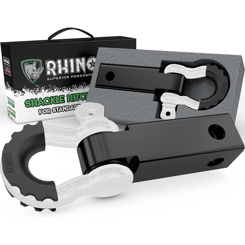 Rhino USA Shackle Hitch Receiver W/ D-Ring (White) - RG-HTHITCH2-WHT