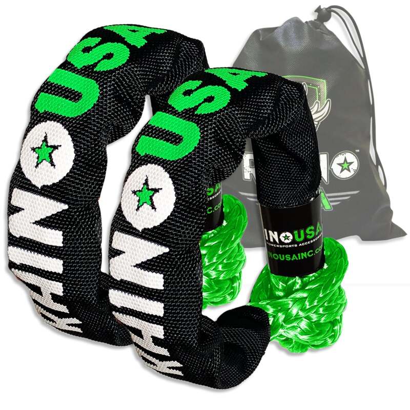Rhino USA Synthetic Soft Shackles Green (2-Pack) - SFTSHACK-12-GRN-2