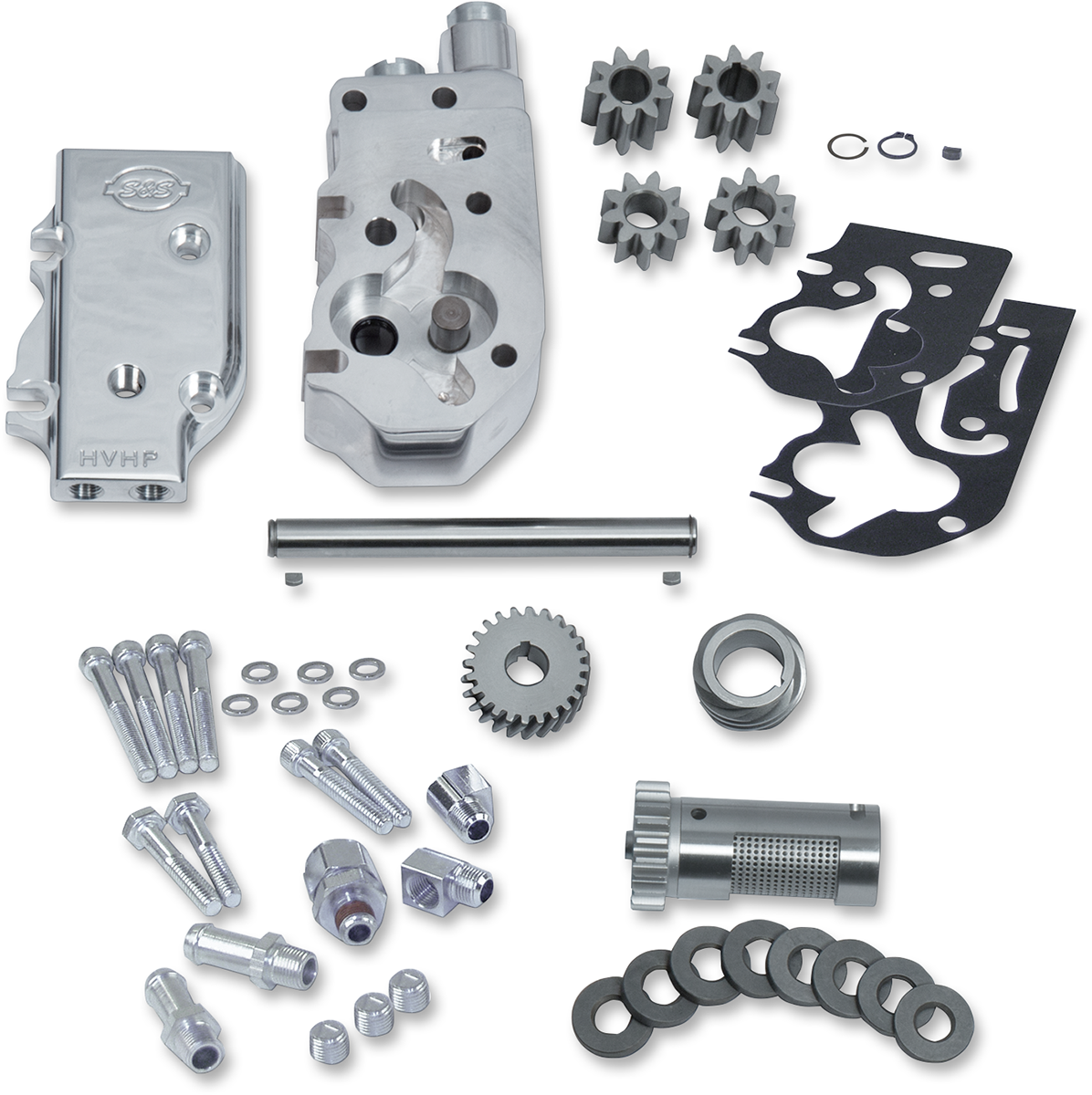 S&S CYCLE High Volume/High Pressure (HVHP) Polished Billet Oil Pumps - HVHP Oil Pump with Gears / Universal 0932-0188