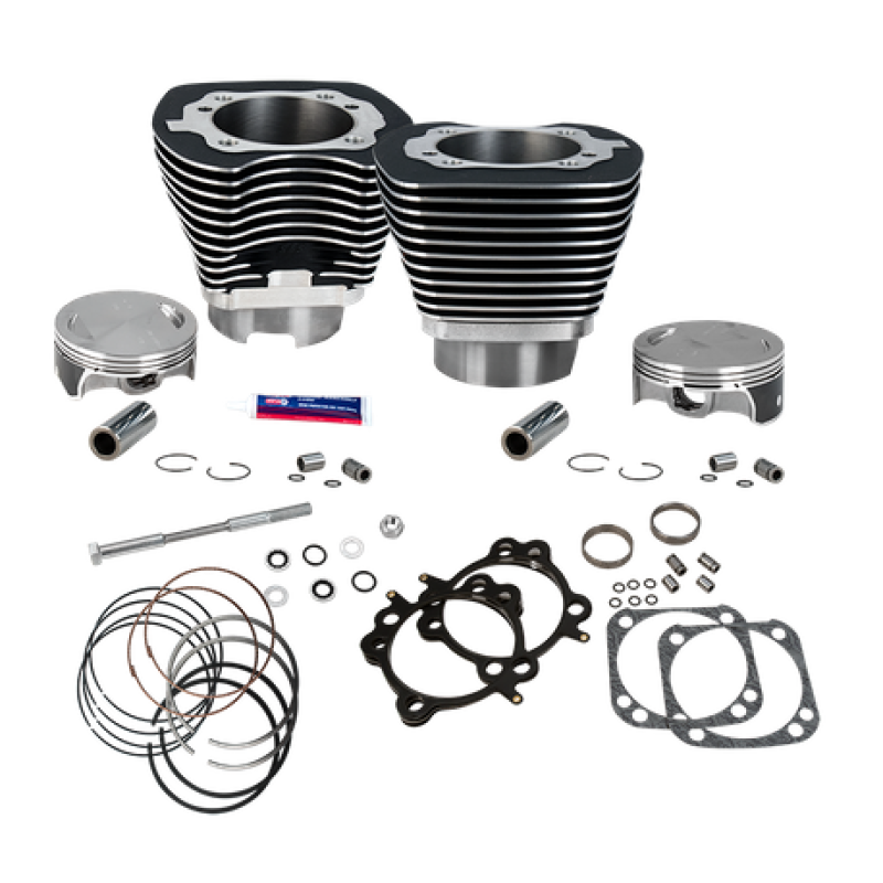 S&S Cycle 1984-1999 BT 4 1/8in Bore Cylinder Kit For S&S V111 Engine - Wrinkle Black - 910-0359