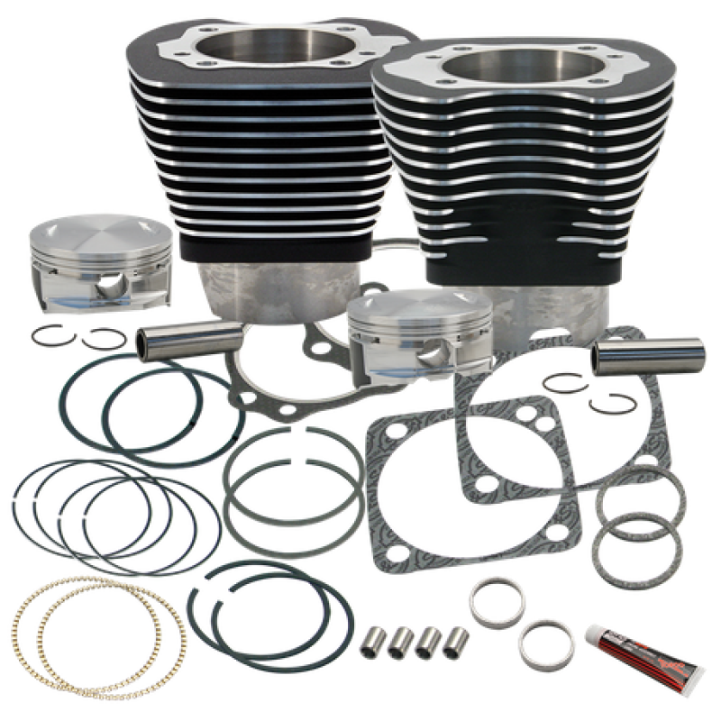 S&S Cycle 1984-1999 BT 4 1/8in Bore Cylinder & Pistons Kit For S&S V124 Engine - Wrinkle Black - 910-0224