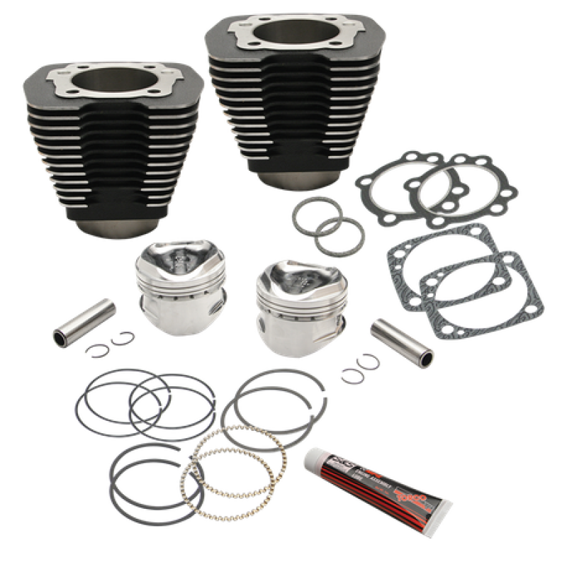 S&S Cycle 1984-1999 BT 96in 3-5/8in Big Bore Cylinder & Piston Kit For S&S SH96 Engines - Wrinkle Black - 91-7707