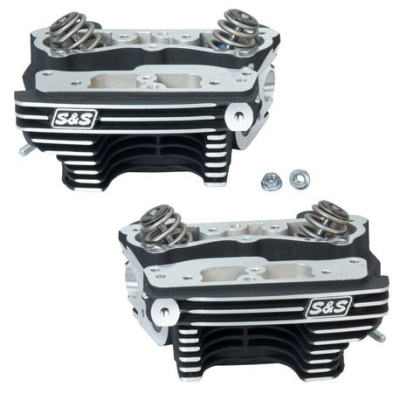 S&S Cycle 1984-1999 BT Super Stock Cylinder Heads - Wrinkle Black Aluminum Finish - 90-1361