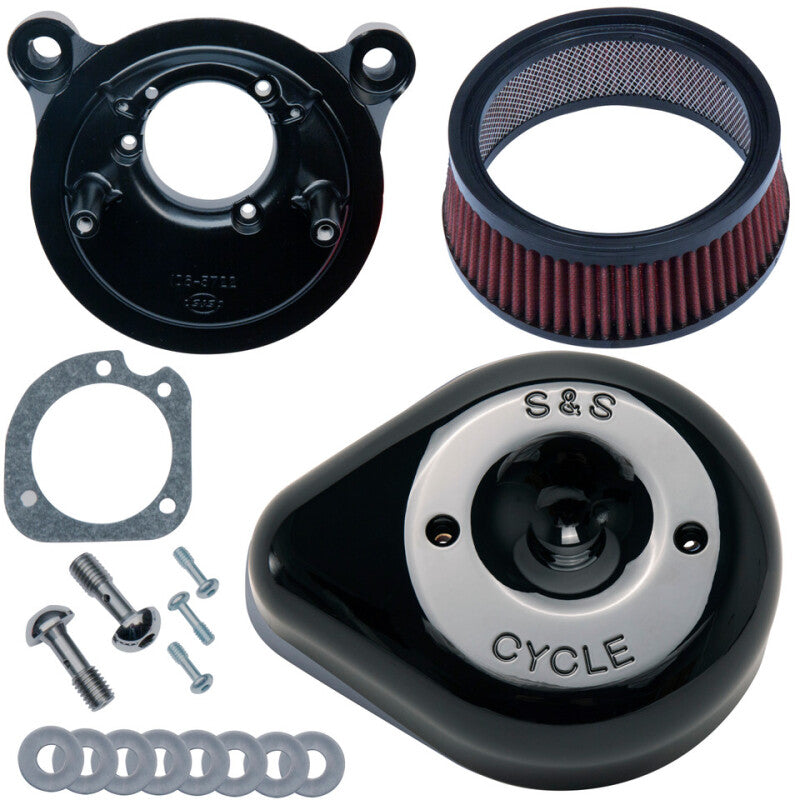 S&S Cycle 1984-1999 BT w/ Super E/G Carb Stealth Air Cleaner Kit w/ Gloss Black S&S Teardrop - 170-0769