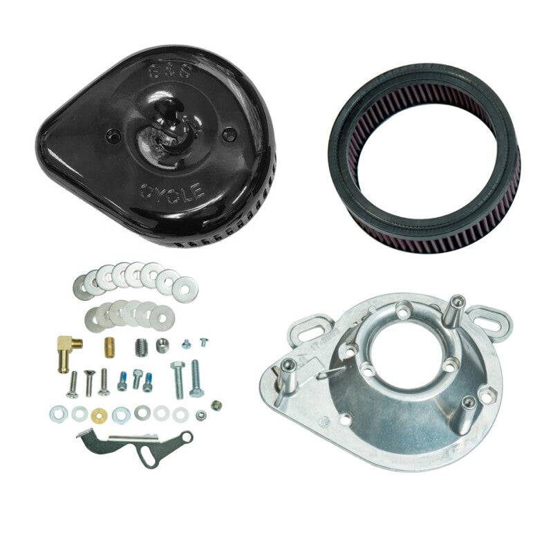 S&S Cycle 1984-1999 BT w/ Super E/G Carb Stealth Air Cleaner Kit w/ Gloss Black Slasher Teardrop - 170-0771