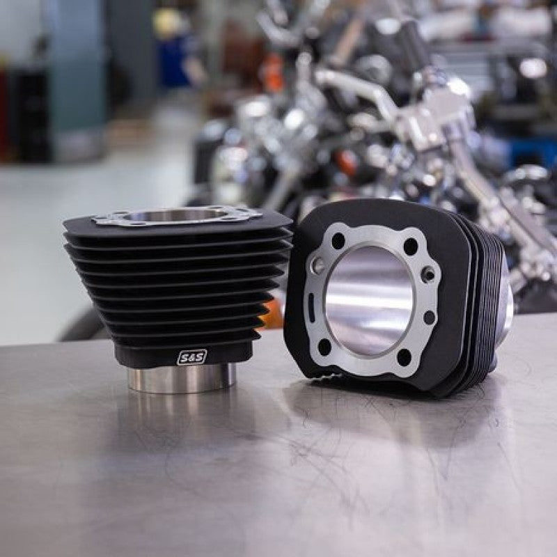 S&S Cycle 1986-2021 Sportster Models 1250cc 3 9/16in Bore Cylinder Set - Wrinkle Black - 910-0697