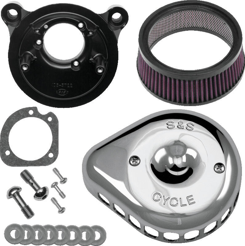 S&S Cycle 1991-2006 XL w/ Stock CV Carb Chrome Mini Teardrop Stealth Air Cleaner Kit - 170-0449