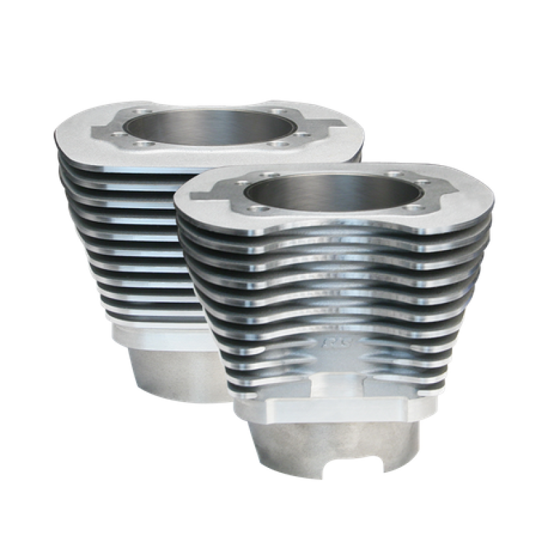 S&S Cycle 1999-2006 BT 11 Fin 4-1/8in Bore Cylinder Set For 124in & 124in Hot Set Up Kits - Silver - 910-0234