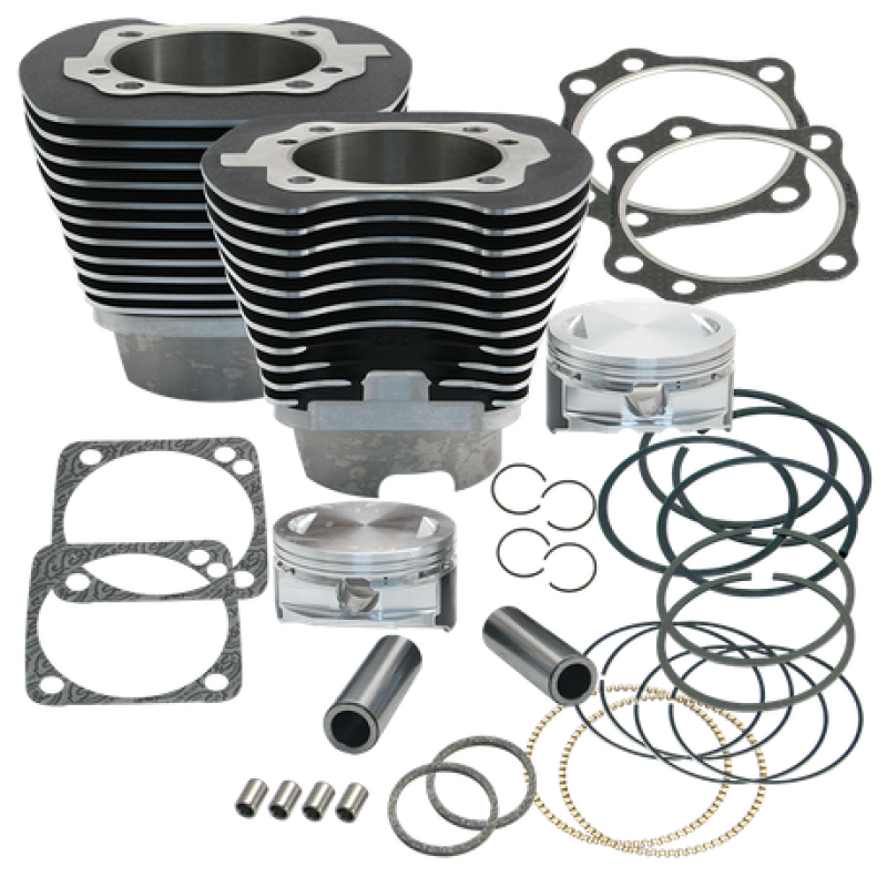 S&S Cycle 1999-2006 BT 4 1/8in Bore Cylinder & Piston Kit Early Production T111 Engines - Wrinkle Black - 910-0277