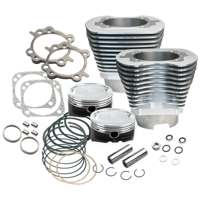 S&S Cycle 1999-2006 BT 4-1/8in Bore Cylinder & Piston Kit - Silver - 910-0215