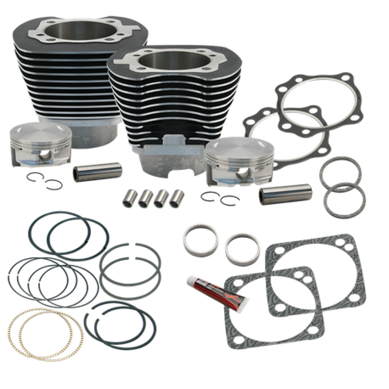 S&S Cycle 1999-2006 BT 4 1/8in Bore Cylinder & Pistons Kit For Early Production S&S T117 Engine - WBlack - 910-0227
