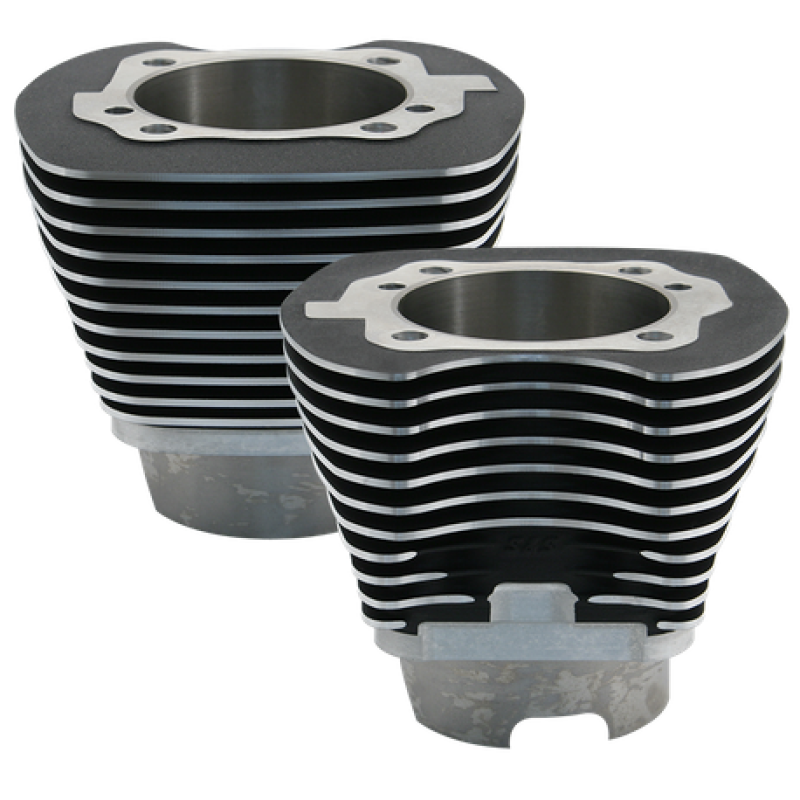 S&S Cycle 1999-2006 BT 4-1/8in Bore Cylinder Set For 111in - Wrinkle Black - 910-0281